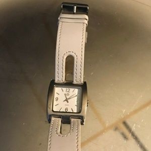 TM White Faced & Leather Band Quartz Watch PL17688